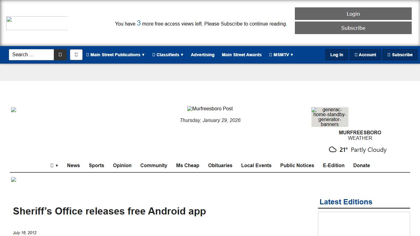 Sheriff’s Office releases free Android app - Main Street Media of Tennessee